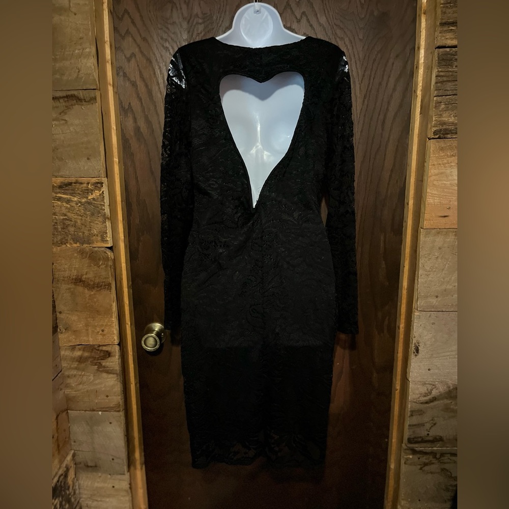 Lacey black heart shaped open back dress